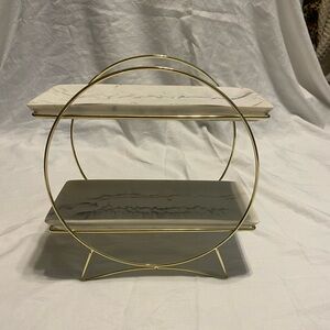 Gold and Marble Two-Tier Shelf